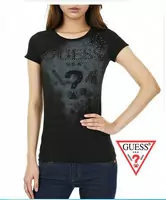 tee shirt mujer guess short sleeve genereux cotton 2013 france sm washed black